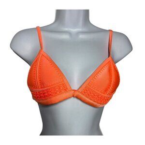 Triangl Gigi Crochet Neoprene Bikini top size Medium neon orange